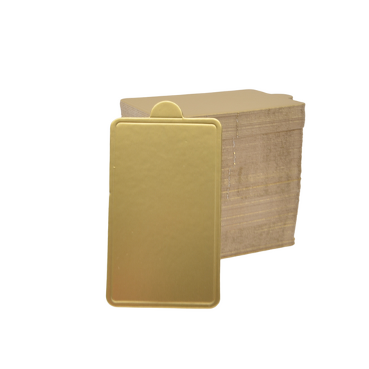 Bases Doradas para Mini Postre - Rectangular, 100 piezas 9cm