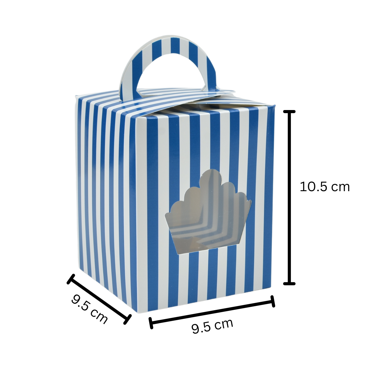 Caja para Cupcake Individual con Rayas - 25 piezas (Azul)