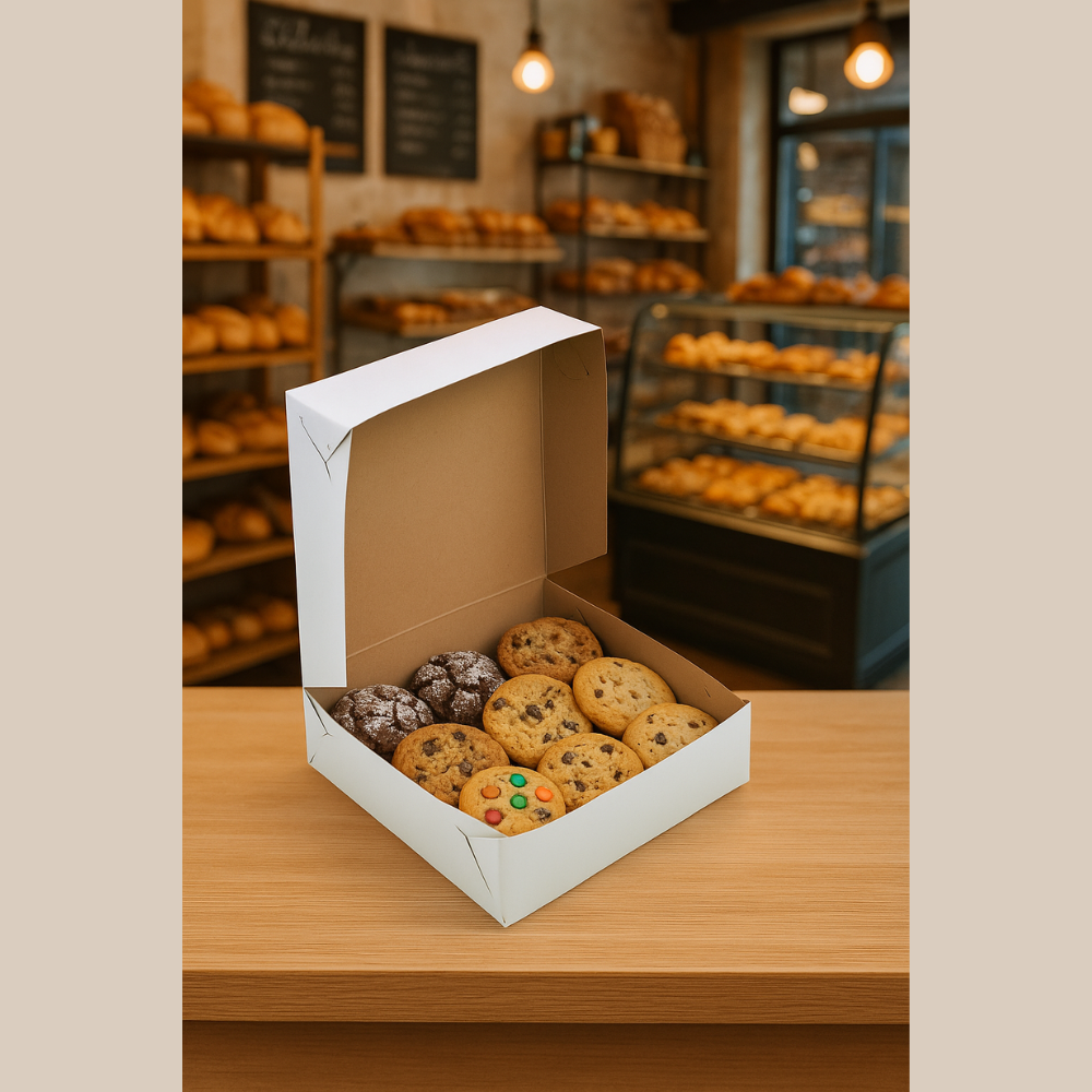 Caja Blanca Lisa para Panaderia - 20x20x6cm, 10 Piezas