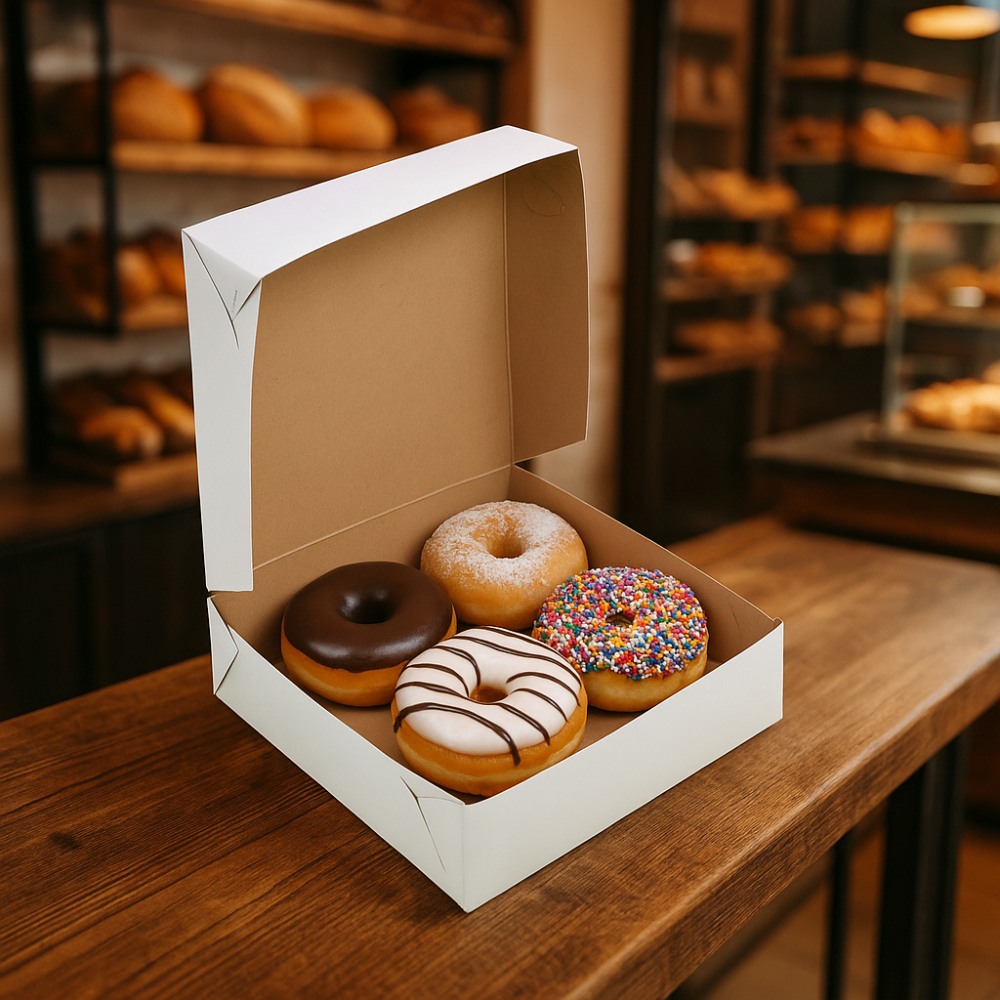 Caja Blanca Lisa para Panaderia - 20x20x6cm, 10 Piezas