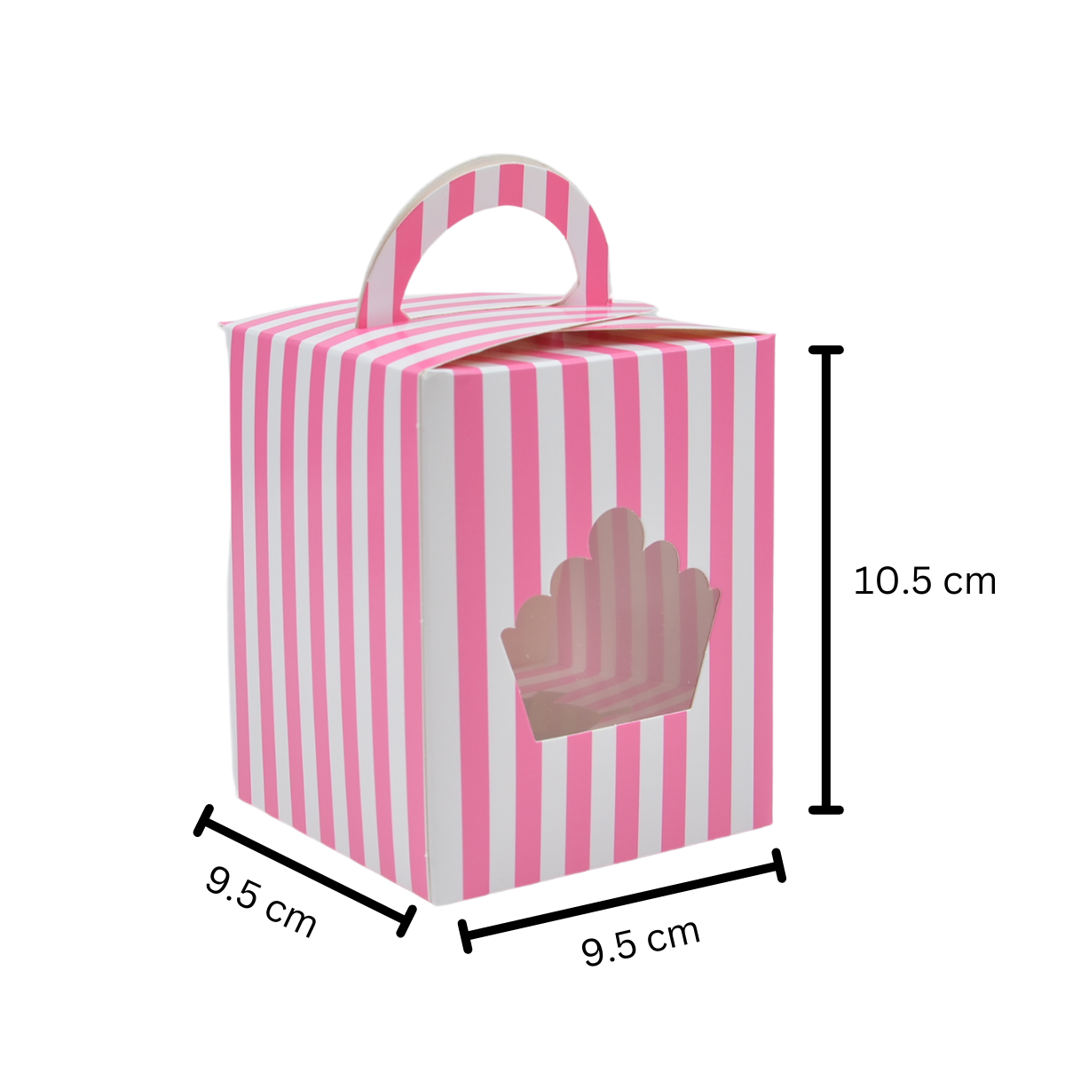 Caja para Cupcake Individual con Rayas - 25 piezas (Rosa)