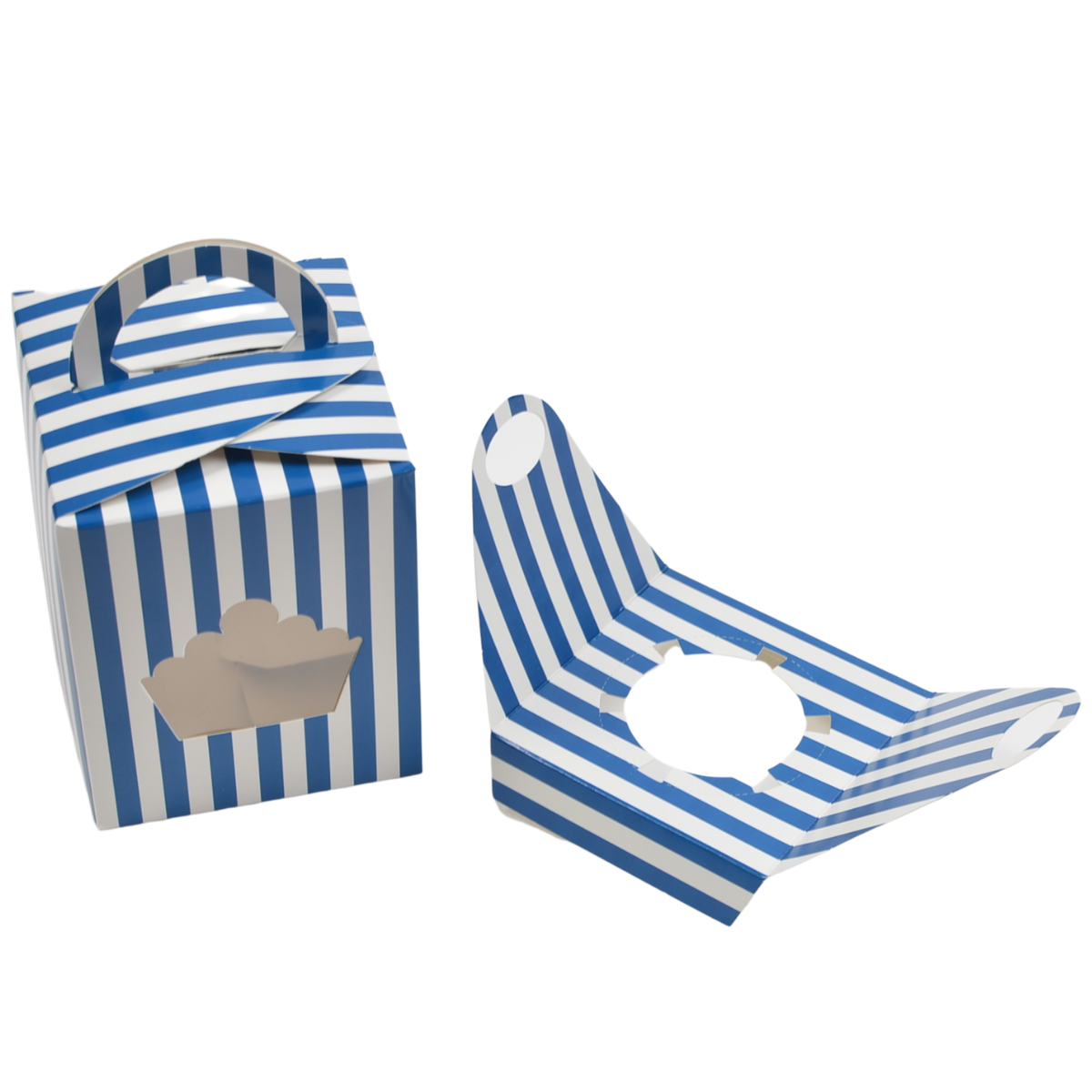 Caja para Cupcake Individual con Rayas - 25 piezas (Azul)