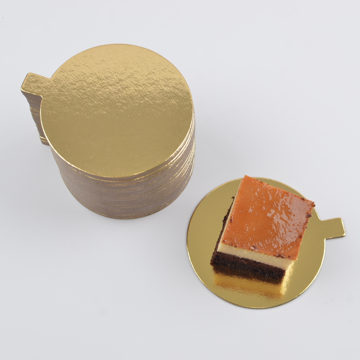 Bases Doradas Premium para Mini Postre - Redonda, 50 piezas 10cm