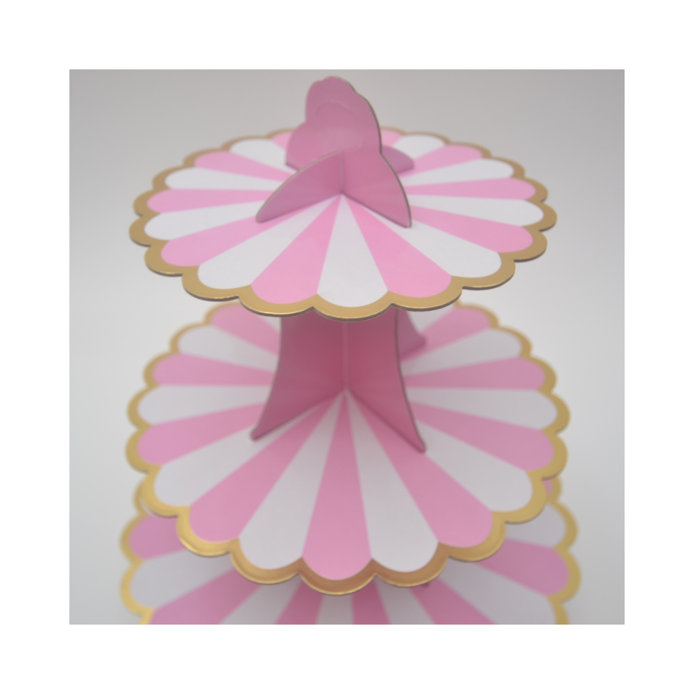 Torre para Cupcakes Rosa - 3 Niveles, 1 set
