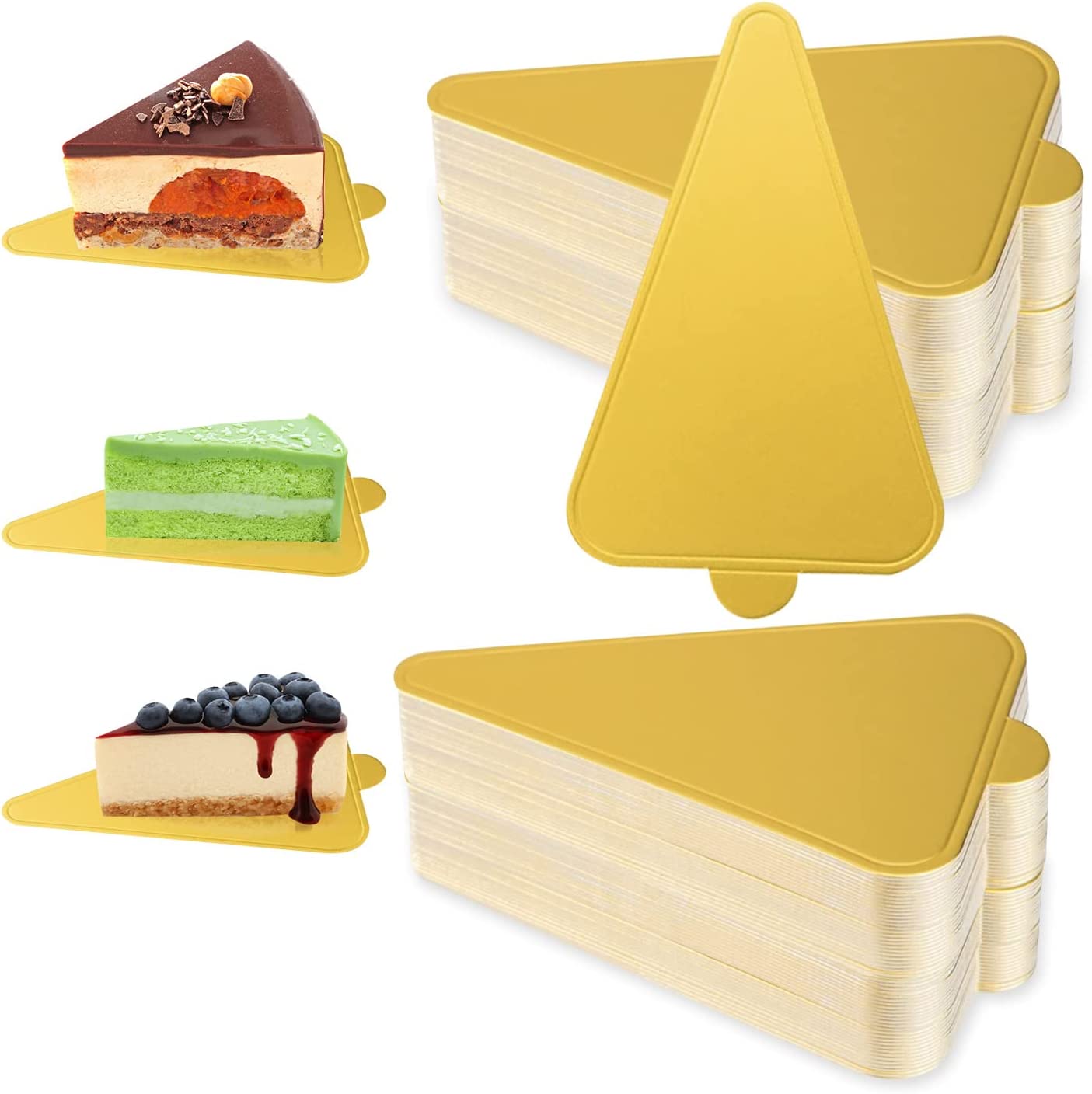 Bases Doradas para Mini Postre - Triangulo, 100 piezas 9cm